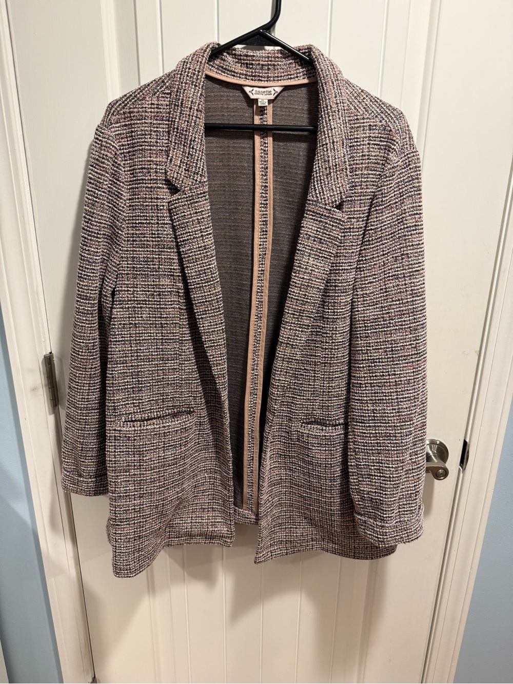 Nanette, Nanette Lepore Pink Silver White Tweed Blazer, Women's XL